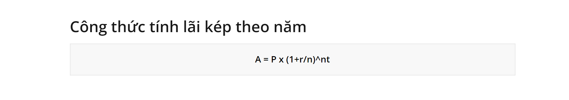 Công thức tính lãi kép theo năm Công thức tính lãi kép theo năm